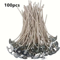 Pack de 100 mechas de soja prensada para velas artesanales – con base metálica