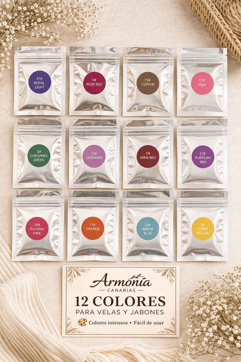 12 colorantes para velas y jabones