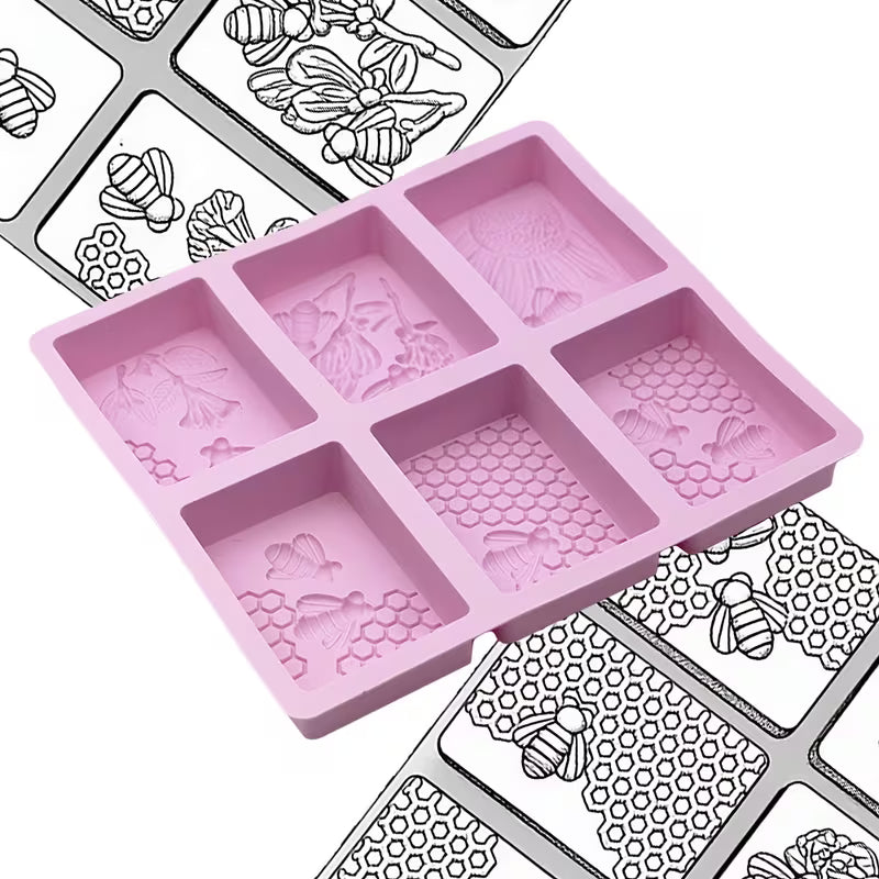 Molde de Silicona Rectangular Panal de Abeja para Jabón Artesanal