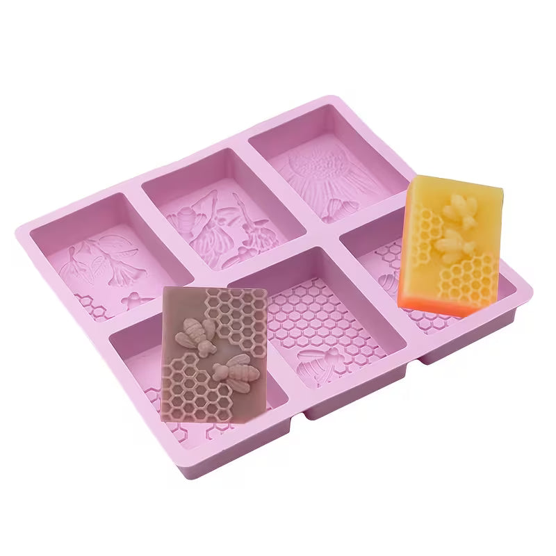 Molde de Silicona Rectangular Panal de Abeja para Jabón Artesanal
