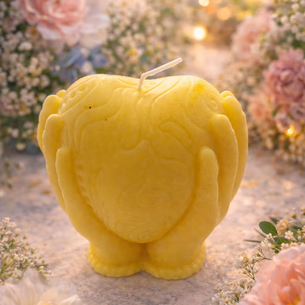 Vela Decorativa Manos con Corazón y Mariposa