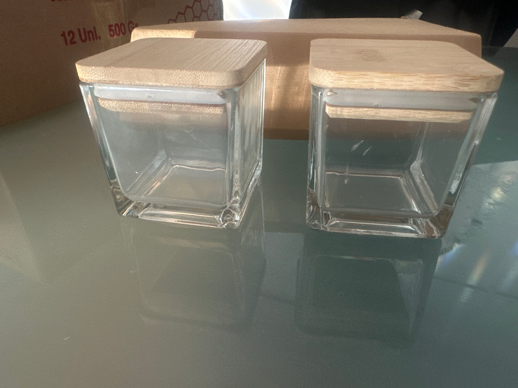 2 Tarros de Vidrio con Tapa de Bambúok